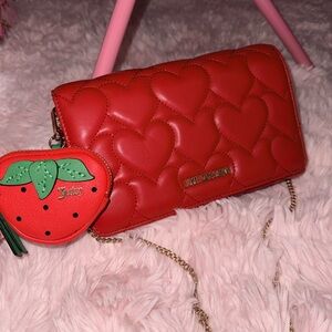 Love Moschino Red Heart Pattern Crossbody